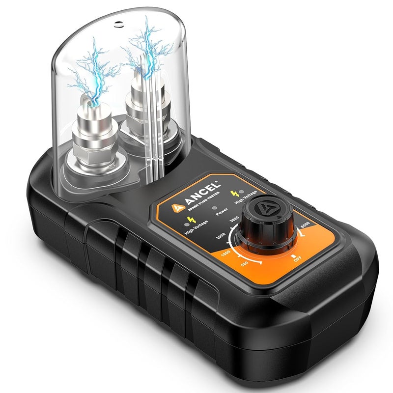 Ancel (Upgraded SP02) SP21 Spark Plug Tester, Dual Holes Test Spark Plug Tool, Car Motorcycle Engine Ignition Tester 0 to 6000RPM Spark Tester Socket with Mistake-Proof Design - Image 1